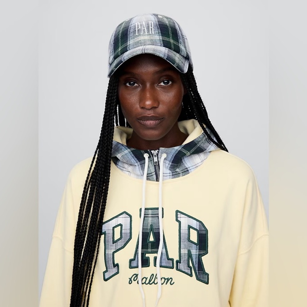 Gap × Malbon Linen-Cotton Logo Plaid Baseball Hat